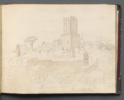 ローマとその周辺の景色を含むアルバム、風景研究、47a ページ: トーレ デル ネロ、ローマ。 作： Franz Johann Heinrich Nadorp