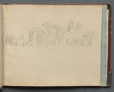 ローマとその周辺の景色を含むアルバム、風景研究、51aページ：ローマの風景 作： Franz Johann Heinrich Nadorp