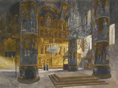 モスクワクレムリンの生神女就寝大聖堂の内部、1898年 作： Franz Kopallik