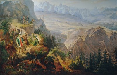アイベックスを狩る皇帝マクシミリアン 1 世 (?) 作： Franz Krammer