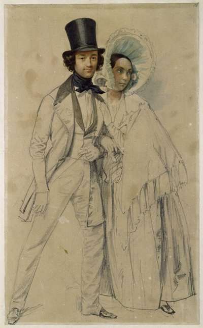 パウルとアマーリエ・タリオーニ夫妻（絵画「近衛歩兵第一連隊の観兵式」の習作、1839年） 作： フランツ・クルーガー