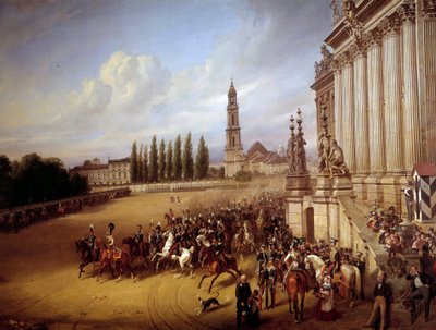 ポスダムでのパレードの様子。フランツ・クルーガー（1797-1857）の絵画 ec all. 作： Franz Krüger