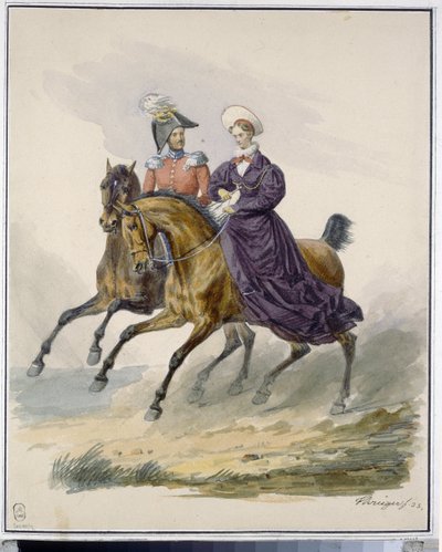 皇帝ニコラス 1 世 (1796-1855) と皇后アレクサンドラ フョードロヴナ (旧プロイセンのシャーロット) 作： Franz Krüger