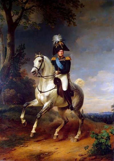 「皇帝アレクサンドル 1 世の騎馬肖像」、1777 年から 1825 年、1837 年。 作： Franz Kruguer
