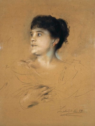 歌手マルセラ・センブリッチの肖像、1858～1935年、1891年。 作： Franz von Lenbach