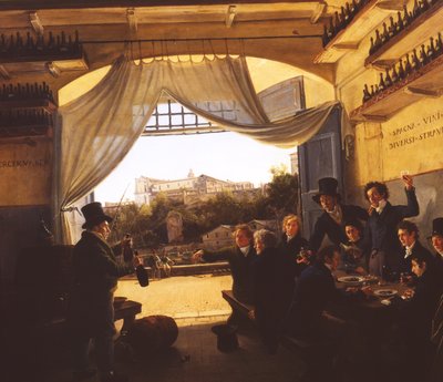 1824年、ローマのスペインワイン酒場にあるルートヴィヒ皇太子（1786-1868） 作： Franz Ludwig Catel
