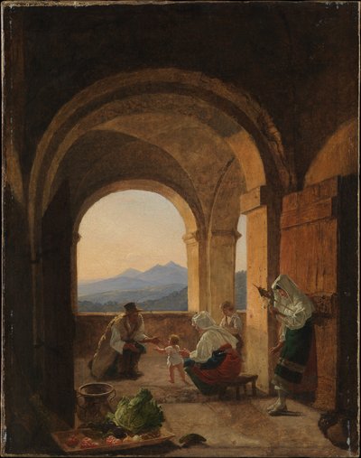 最初のステップ、c.1820-25（キャンバスに油彩） 作： Franz Ludwig Catel