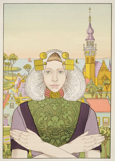 レスタンプモデルヌ出身の1897年のオランダの少女、パリ1897-99を出版 作： Franz M. Melchers