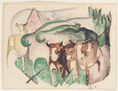 風景の中の動物 作： Franz Marc