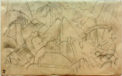 橋のある山の風景（チロル） 作： Franz Marc