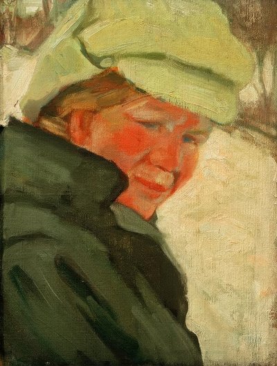 白い帽子のマリア・フランクの肖像 作： Franz Marc