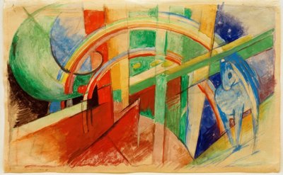 虹と青い馬 作： Franz Marc