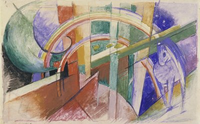 虹と青い馬 作： Franz Marc