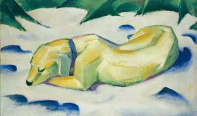雪の中で横たわっている犬 作： Franz Marc