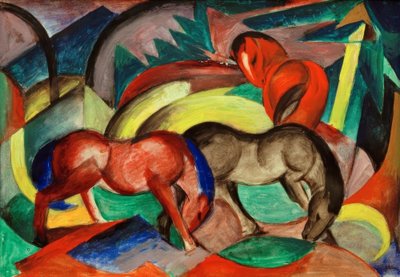 3頭の馬 作： Franz Marc