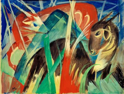 神話上の動物I（動物構成I） 作： Franz Marc
