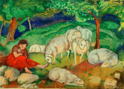羊と羊飼い 作： Franz Marc