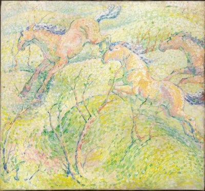 馬をジャンプ、1910 作： Franz Marc