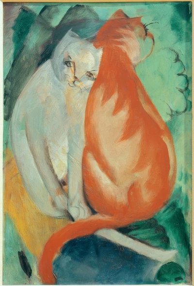 猫、赤と白 作： Franz Marc