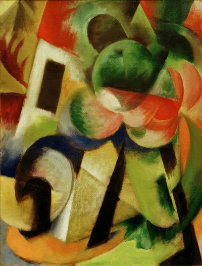 小さなコンポジションII（木のある家） 作： Franz Marc