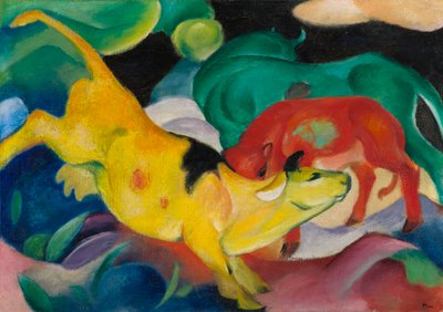 牛、赤、緑、黄 作： Franz Marc