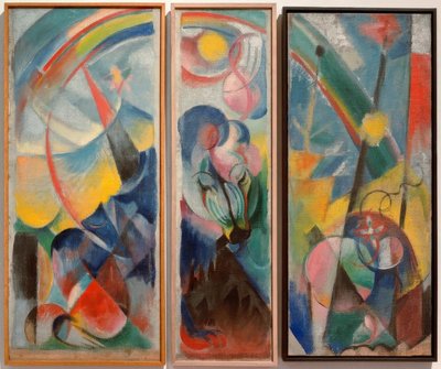 虹のある風景-虹のある風景（神話上の動物） 作： Franz Marc