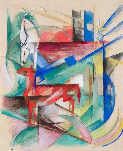 動物のいる風景。 1913 作： Franz Marc