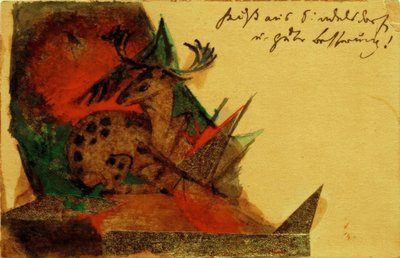 横になっている鹿 作： Franz Marc