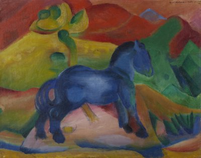 小さな青い馬の子供の絵、1912 年。 作： Franz Marc