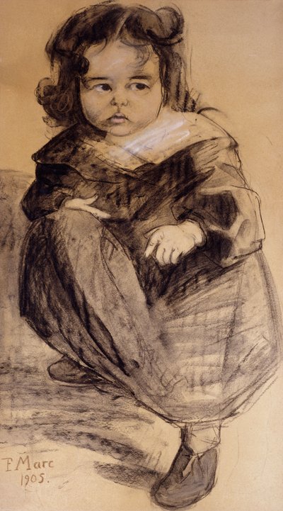 ホワイトカラーの少女、1905 作： Franz Marc