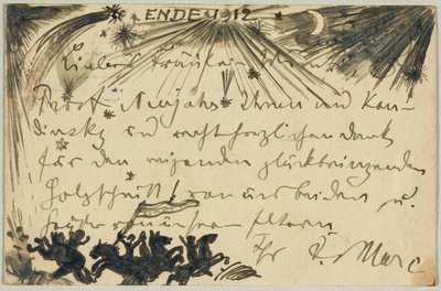 新年のご挨拶、ミュンヘンのガブリエレ・ミュンターへのはがき 作： Franz Marc