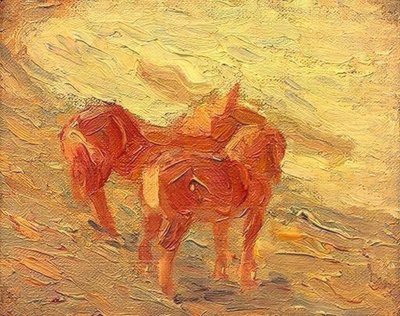 海沿いの馬 作： Franz Marc