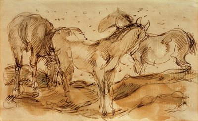 牧草地の馬 作： Franz Marc