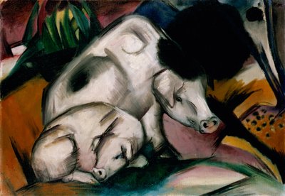豚、1912年頃（キャンバスに油彩） 作： Franz Marc