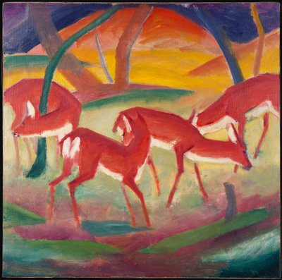 レッドディア1、1910 作： Franz Marc