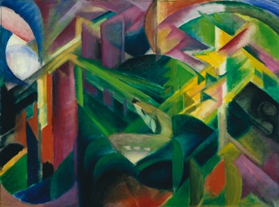 修道院の庭の鹿 作： Franz Marc