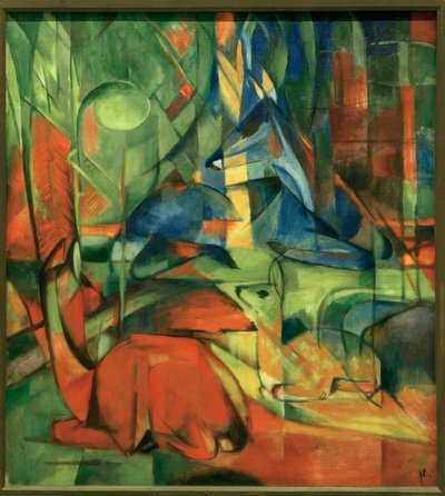 森の中の鹿II 作： Franz Marc
