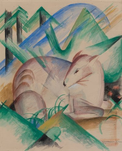 レッドディアー。 1913 作： Franz Marc