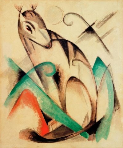 神話上の動物を座っています。 作： Franz Marc