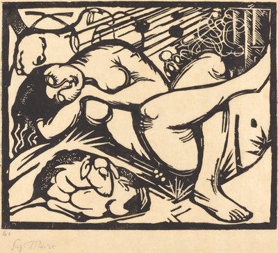 眠る羊飼いの女シュラフェンデ・ヒルティン、1912年。 作： Franz Marc