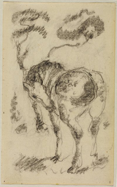 木と立っている馬 作： Franz Marc