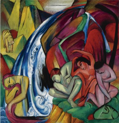 滝の下の滝の女性たち、1912 作： Franz Marc