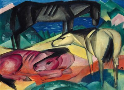 3頭の馬II、1913年。 作： Franz Marc