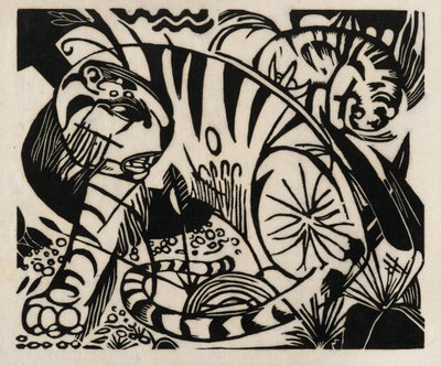 タイガー、1912（日本紙に木版画） 作： Franz Marc