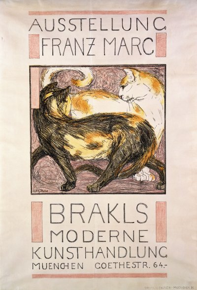 2匹の猫、1909-10 作： Franz Marc