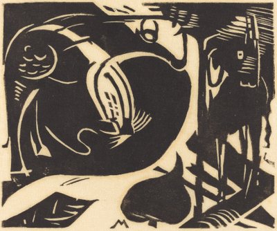 2 つの神話上の動物 作： Franz Marc