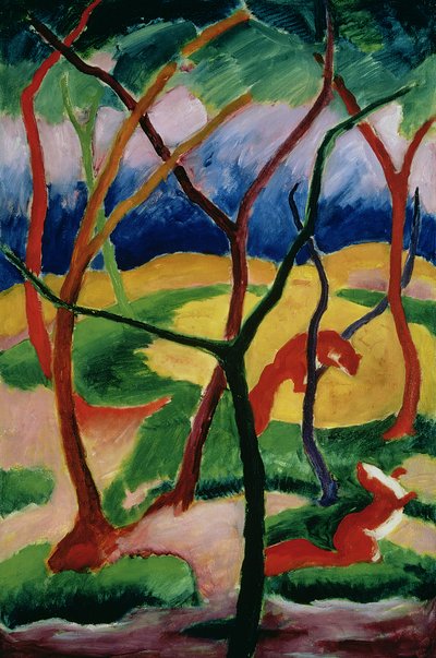 イタチの演奏、1911 作： Franz Marc