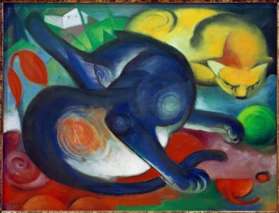 青と黄色の2匹の猫 作： Franz Marc