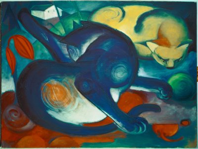 青と黄色の2匹の猫 作： Franz Marc