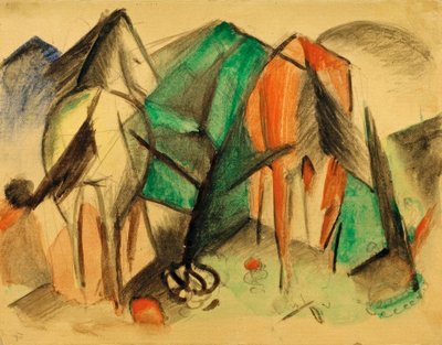 2頭の馬 作： Franz Marc